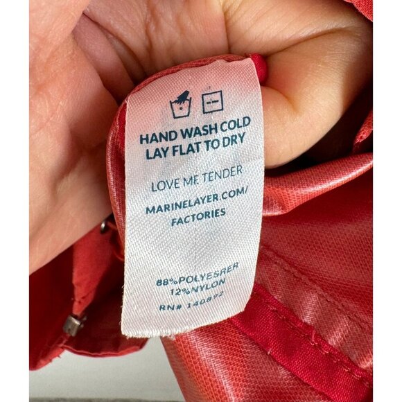 Marine Layer Everett Lightweight Waxed Canvas Jacket Full-Zip Hooded Red Size S - Picture 10 of 10